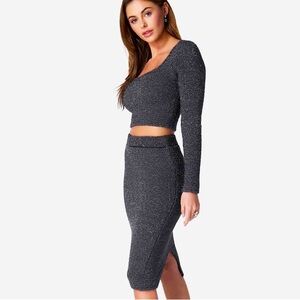 Bebe Lurex Eyelash Sweater Set